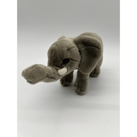 World Wildlife Fund WWF Elephant Stuffed Plush 9" Long 1986 trunk up pink tongue - Picture 1 of 4